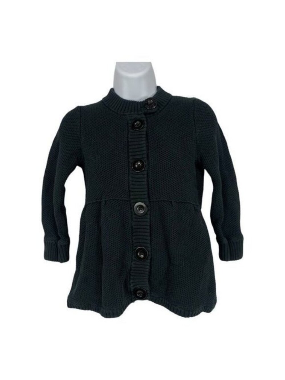 American Eagle Outfitters Womens M Textured Knit Button-Up Cardigan Black Cotton